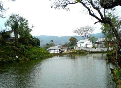 Secluded lake beach